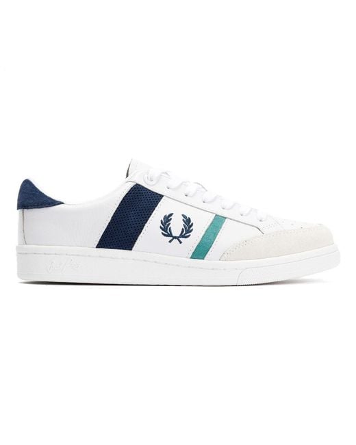 Fred Perry Blue B725 Leather Suede /Mint Trainers for men