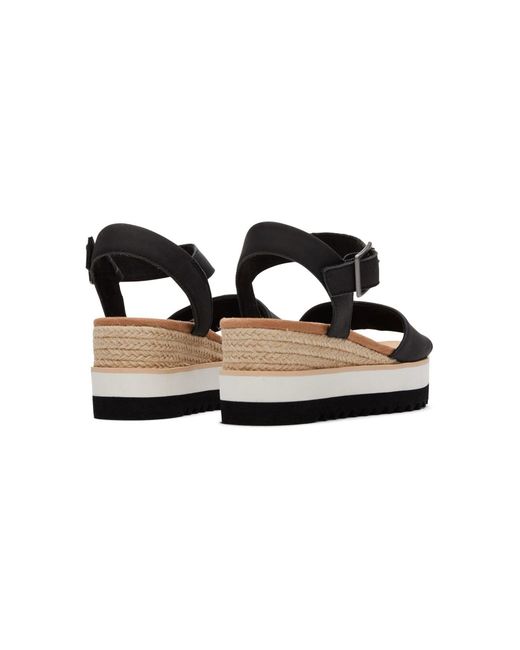TOMS Black Diana Leather Wedges