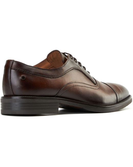 Base London Brown Lapel Leather Oxford Shoes for men