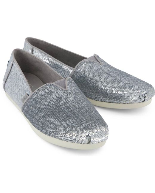 TOMS Gray Alpargata Sequins Textile Espadrilles
