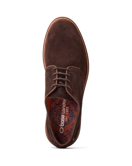 Base London Brown Mawley Leather Burnt Oxford Shoes for men
