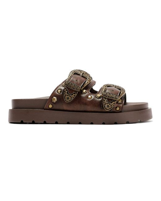 Buffalo Brown Raya Ari West Leather Sandals