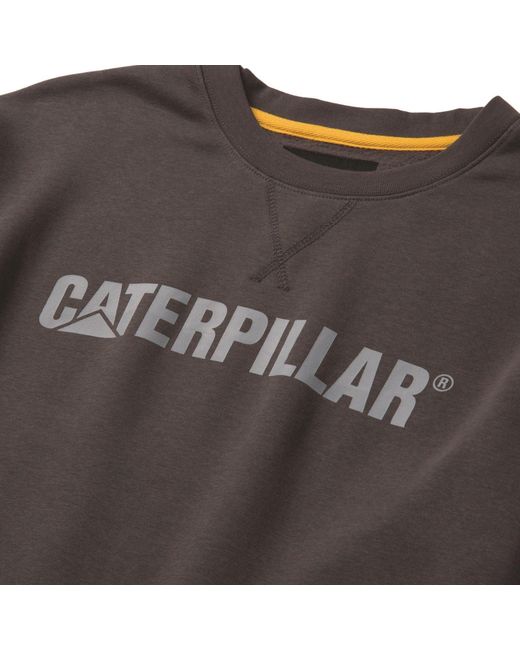 Caterpillar Gray Midweight Crewneck Cotton Sweatshirt for men