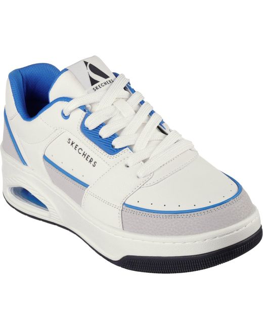 Skechers White Uno Court Low-Post 183140-Wbl/ Lace Up Shoe for men