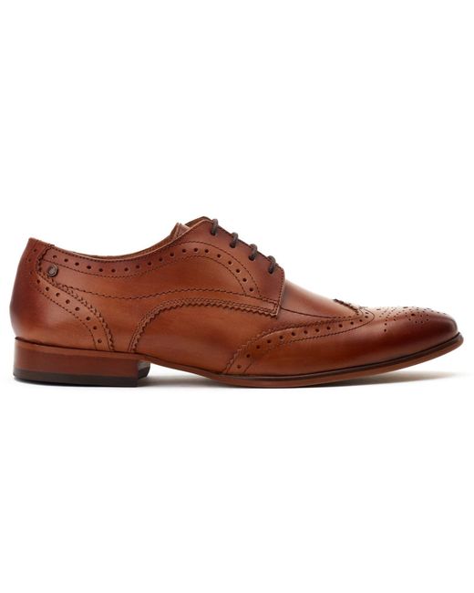 Base London Brown Barbera Leather Standard Brogues Shoes for men