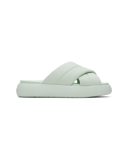 TOMS Green Mallow Crossover Polyester Blend Mint Slides