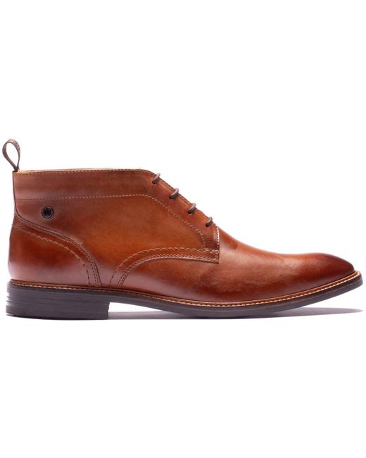 Base London Brown Belgrave Leather Washed Ankle Boots for men
