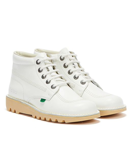 Kickers Kick Hi Leather Boots in White for Men - Lyst