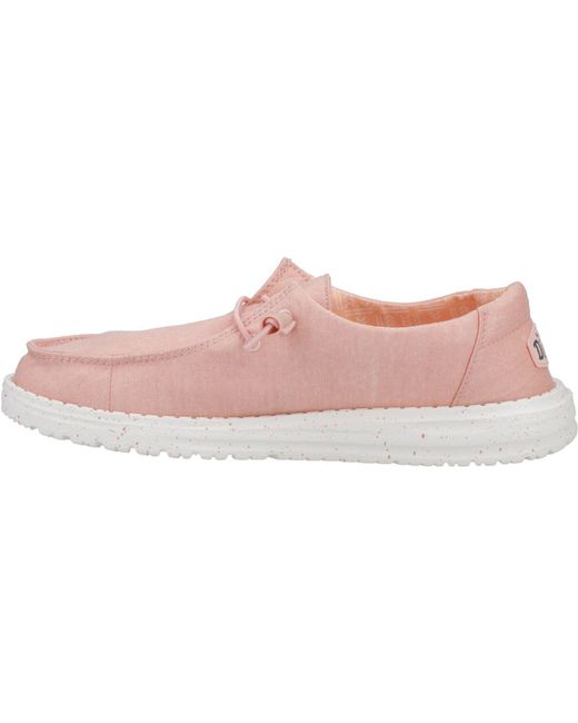 HeyDude Pink Wendy Canvas 100% Cotton Shoes