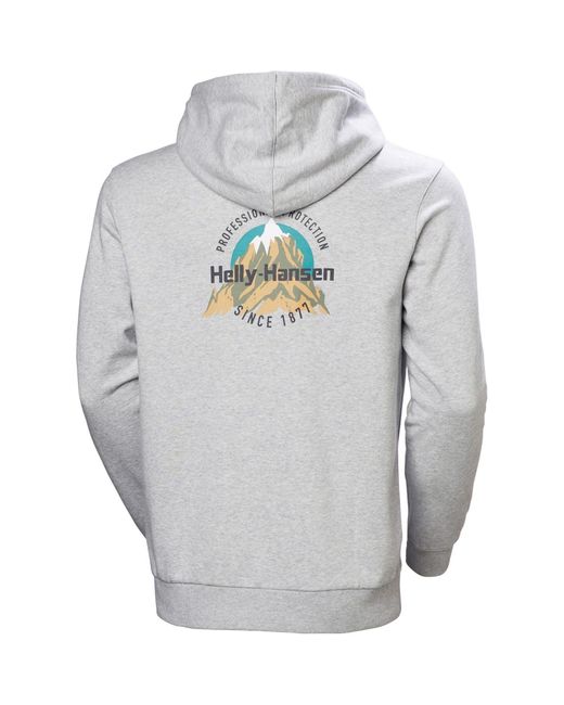 Helly Hansen Sport Gray Core Graphic Hoodie Cotton Hooded Sweatshirt for men