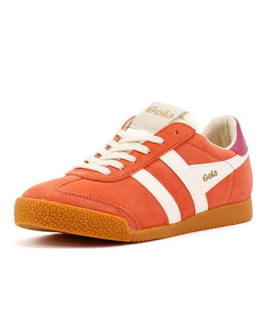 Gola Orange Elan Suede Hot Coral/Off/ Fuchsia Trainers