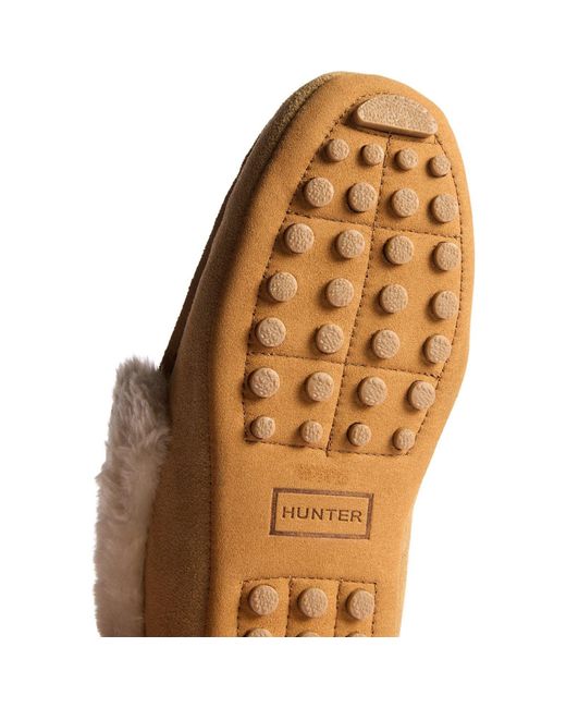 Hunter Natural Moccasin Slipper Sherpa Suede Biscuit Slippers