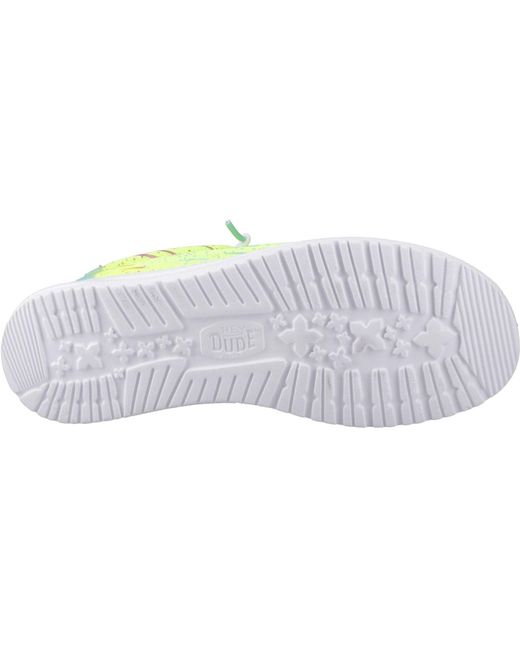 HeyDude Yellow Wally Party Mesh Synthetic Punch/ Moccasins Shoes for men