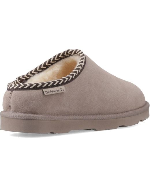 BEARPAW Gray Tabitha Suede Mushroom Slippers