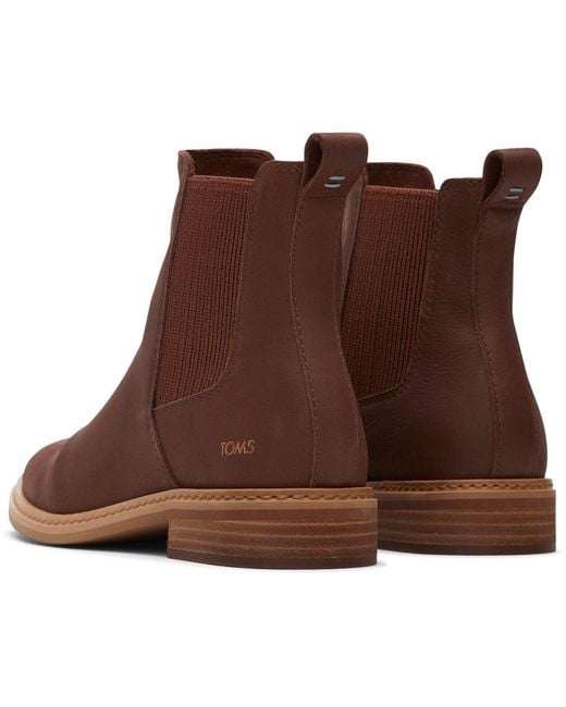 TOMS Brown Charlie Leather Chestnut Flat Chelsea Boots