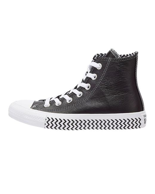 womens black and white high top converse