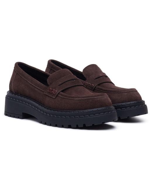 Hush Puppies Blue Odessa Leather Chocolate Loafers