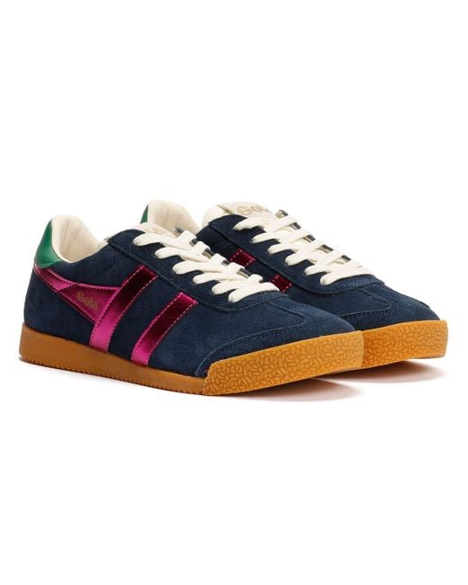 Gola Blue Elan Glitz Suede /Fuchsia/Emerald Trainers