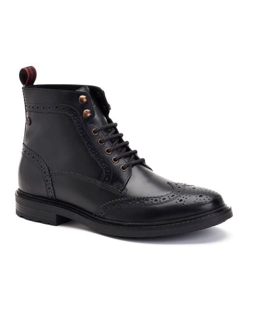 Base London Black Dealer Leather Ankle Boots for men