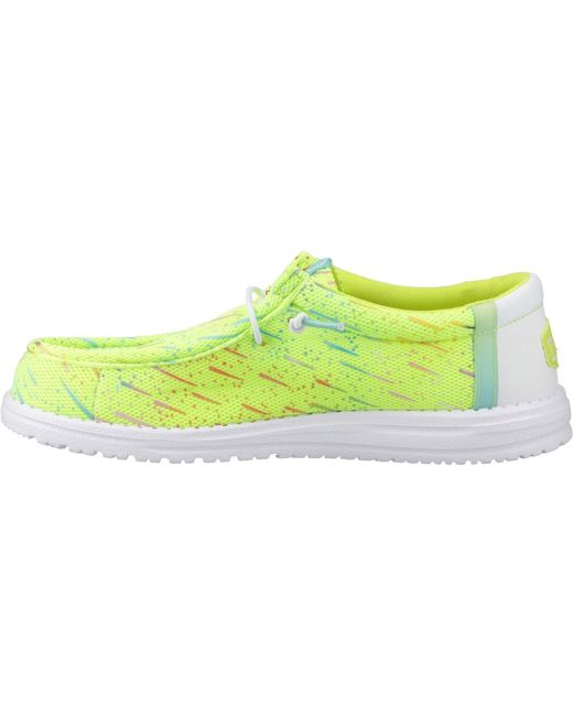 HeyDude Yellow Wally Party Mesh Synthetic Punch/ Moccasins Shoes for men