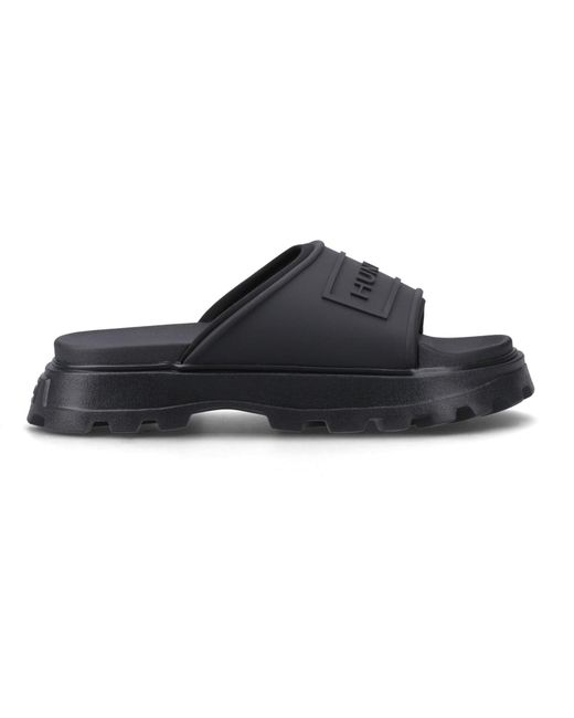 Hunter Black Moulded Stacked Slider Slides Pu