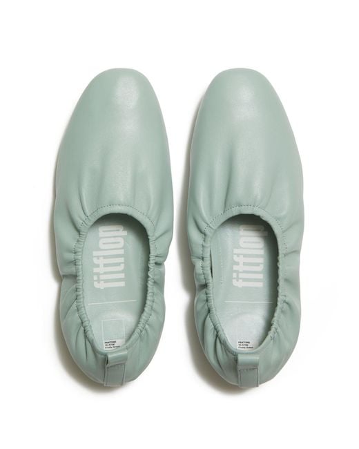 Fitflop Green Delicato X Pantone Poise Leather Ballerinas