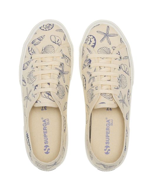 Superga Natural 3750 Seashells Print Cotton Trainers