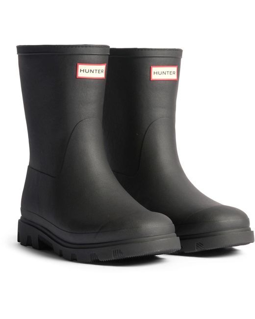 Hunter Black Downpour Short Insulated Boot Rubber Wellington Boots