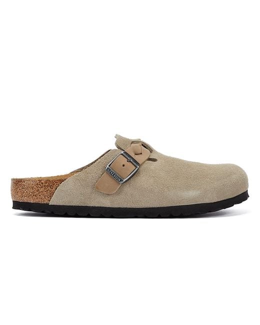 Birkenstock Natural Boston Braided Women's Taupe Suede Clogs