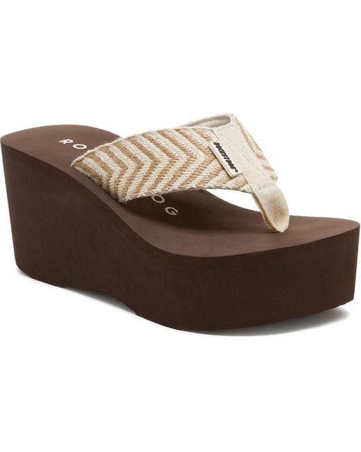 Rocket Dog Brown Crush Cordel Cotton Natural Wedges