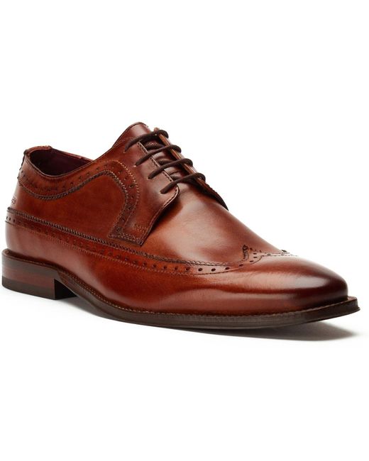 Base London Brown Havisham Leather Derby Shoes for men