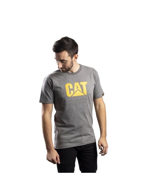 Caterpillar Gray Trademark Logo Cotton T-Shirt for men