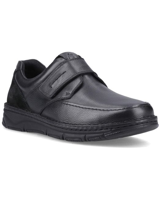 Hush Puppies Black Forde Touch Fastening Leather Loafers for men