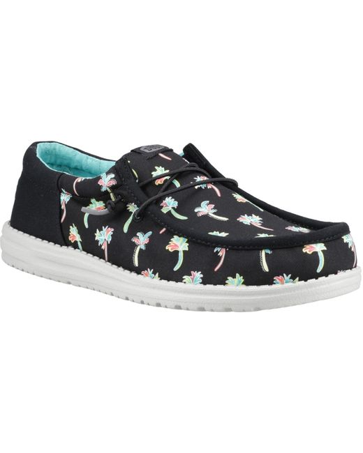 HeyDude Black Wally Funk Party Palm Cotton /Multi Moccasins Shoes for men