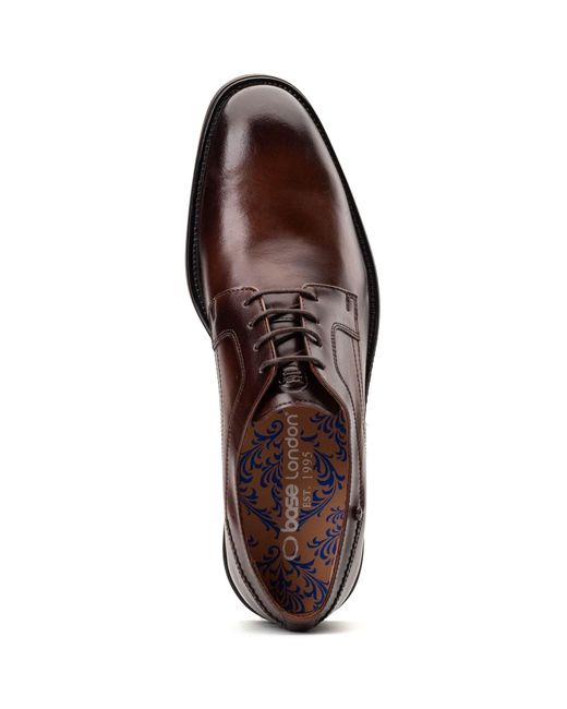 Base London Brown Sleeve Leather Lace-Up Shoes for men