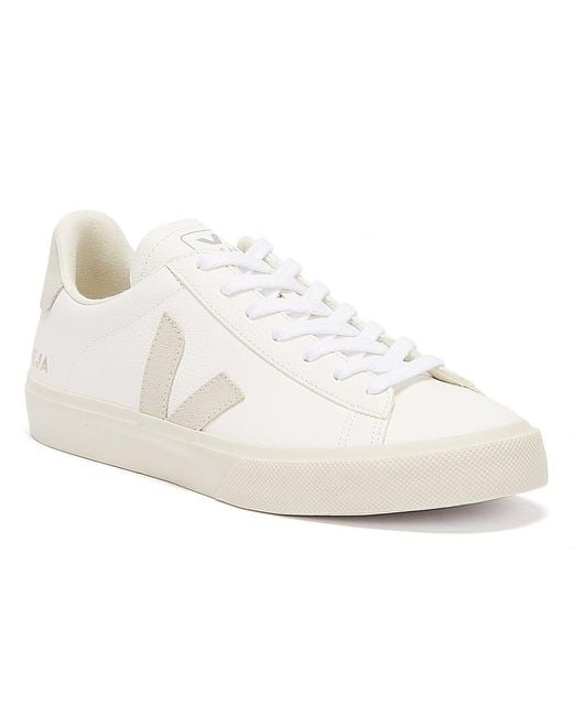 Veja White Campo Leather Low Top Sneakers for men