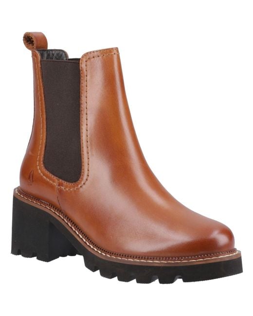 Hush Puppies Brown Gaia Leather Heeled Chelsea Boots