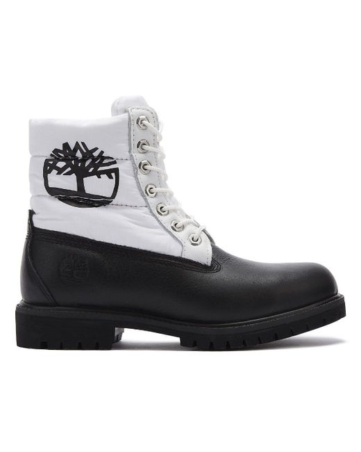 black and white timberland boots