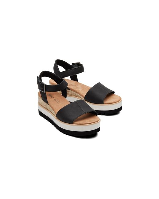 TOMS Black Diana Leather Wedges