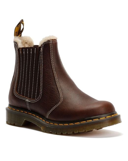 Dr. Martens Brown 2976 Leonore Ii Faux Grizzly Leder Chelsea Stiefel Mit Kunstfellfutter Schuhe