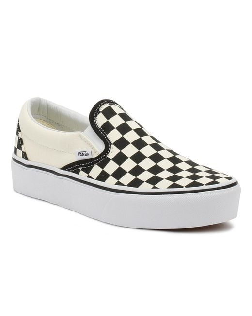 platform checkered vans slip on
