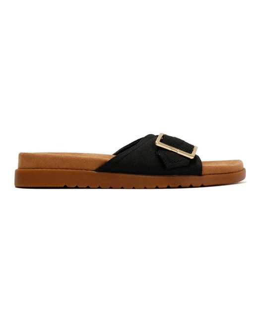 TOMS Black Marin Slide Canvas Sandals