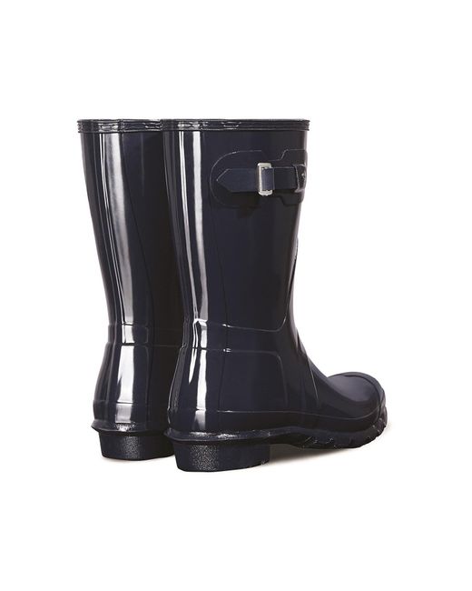 Hunter Blue Gloss Original Short Wellington Boots