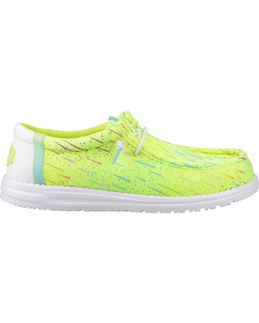 HeyDude Yellow Wally Party Mesh Synthetic Punch/ Moccasins Shoes for men