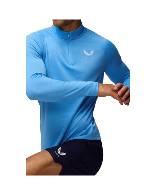 Castore Blue Adapt Training 1/4 Zip Top Polyester Activewear T-Shirts for men