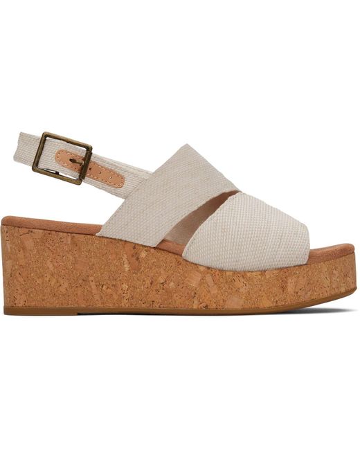 TOMS Metallic Claudine Nylon Natural Wedges