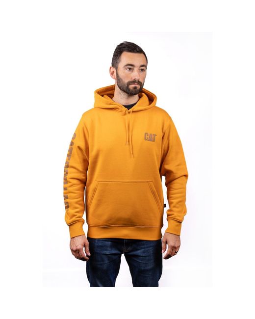 Caterpillar Orange Trademark Banner Cotton Hooded Sweatshirt for men