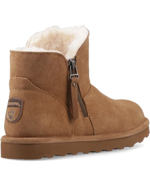 BEARPAW Brown Magnolia Suede Hickory Winter Ankle Boots