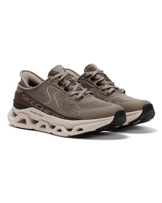 Skechers Gray Slip-Ins Glide Step Altus Mesh Khaki Trainers