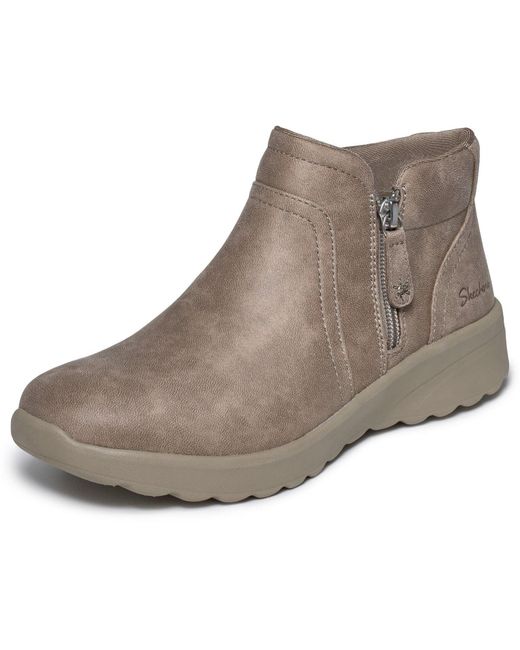 Skechers Gray Lovely Vibe Forever Mine Textile Dark Boots